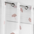 Voilage a oeillets 140 x 280 cm voile sablé brodé Ariella Blanc/rose, image n° 2