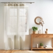 Voilage a oeillets bois 140 x 240 cm voile tisse+fantaisie Mileo Beige, image n° 3