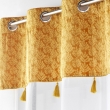 Voilage grande hauteur 140 x 280 cm voile sablé + haut velours Evie Ocre, image n° 2