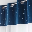 Voilage grande hauteur a oeillets 140 x 280 cm Velours phosphorescent Moonlight Bleu, image n° 2