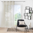 Voilage grande hauteur a oeillets 140 x 280 cm voile sable imprime pandore Blanc, image n° 3