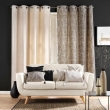 Voilage grande hauteur a oeillets 140 x 280 cm voile sable imprime pandore Blanc, image n° 4
